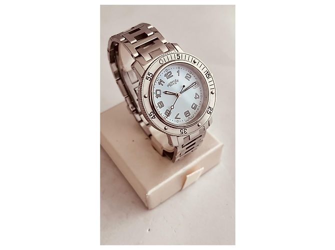 Relógio Hermès Clipper GM Aço Mostrador Branco - vista 5