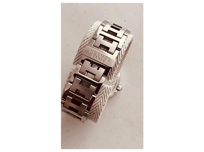 Relógio Hermès Clipper GM Aço Mostrador Branco - vista 7