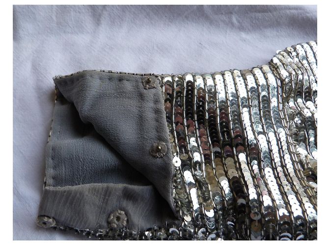 Blusa Dior in seta con paillettes e perle metalliche argento - vista 6