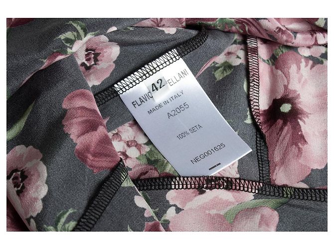 Flavio Castellani, schwarzes Kleid mit Blumendruck Mehrfarben - Ansicht 6
