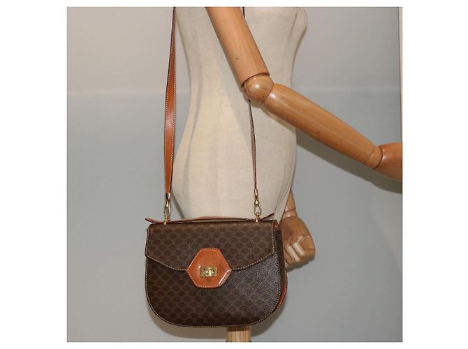 Céline CELINE Borsa a mano in tela macadam PVC 2modo Brown Auth 75809 Marrone - vista 26