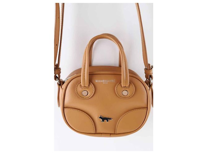 Kitsune Mini borsa in pelle cammello - vista 2