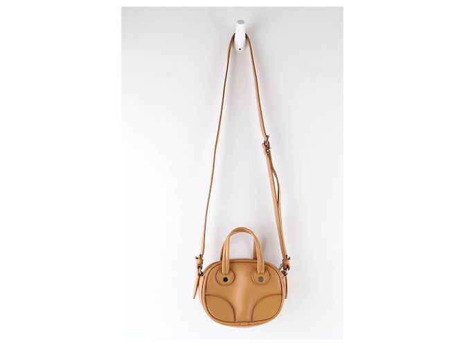 Kitsune Mini borsa in pelle cammello - vista 4