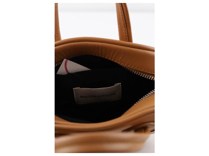 Kitsune Mini borsa in pelle cammello - vista 5