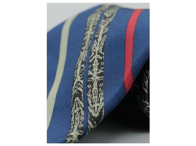 Corbata Trussardi de seda azul con rayas rojas y grises - vista 2