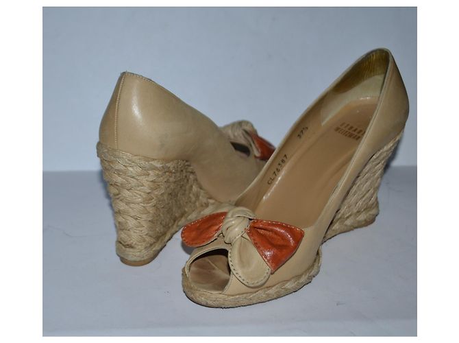 Stuart Weitzman Espadrilles aus Leder beige orange - Ansicht 2