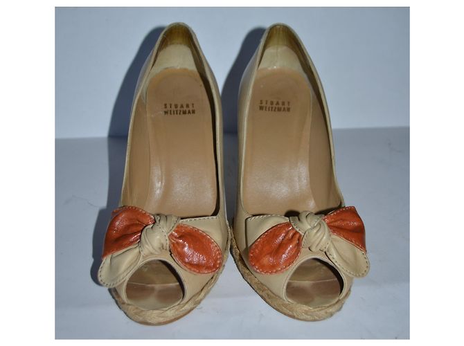 Stuart Weitzman Espadrilles aus Leder beige orange - Ansicht 3