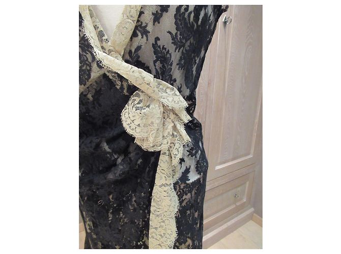 Autre Marque Nur für den Fall Spitzenkleid Schwarz Beige - Ansicht 3