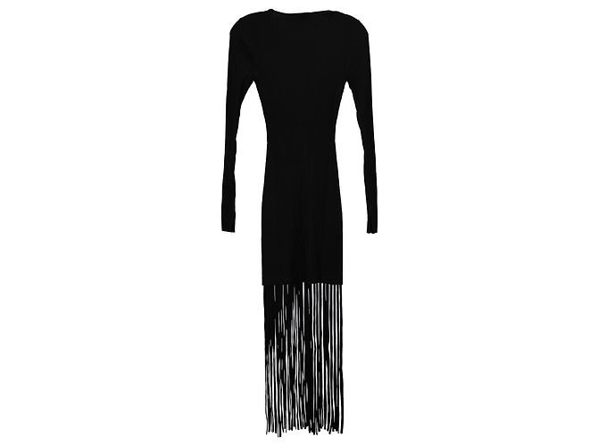 Fransenkleid von Ganni aus schwarzer Wolle - Ansicht 3