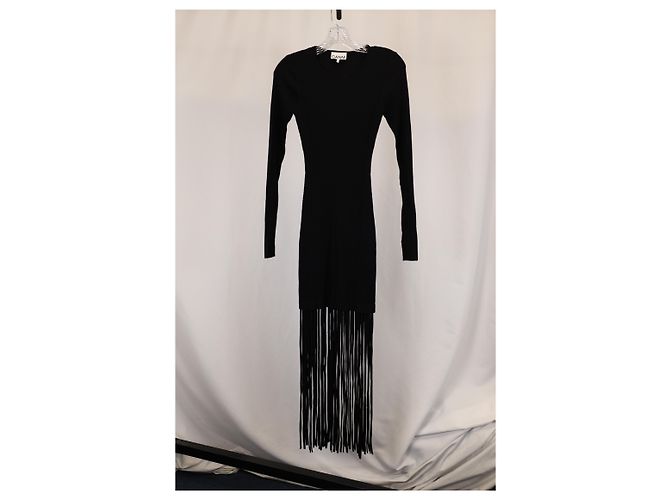 Fransenkleid von Ganni aus schwarzer Wolle - Ansicht 4