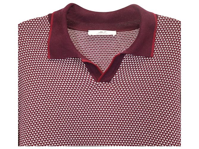 Autre Marque Herr P. Slim-Fit-Langarm-Poloshirt aus roter Baumwolle mit Wabenmuster Bordeaux - Ansicht 2