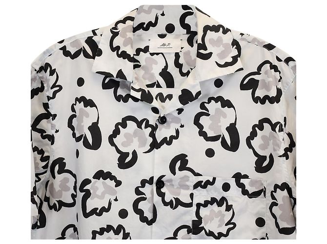 Autre Marque Sr. P. Camisa Estampada em Algodão Branco - vista 2