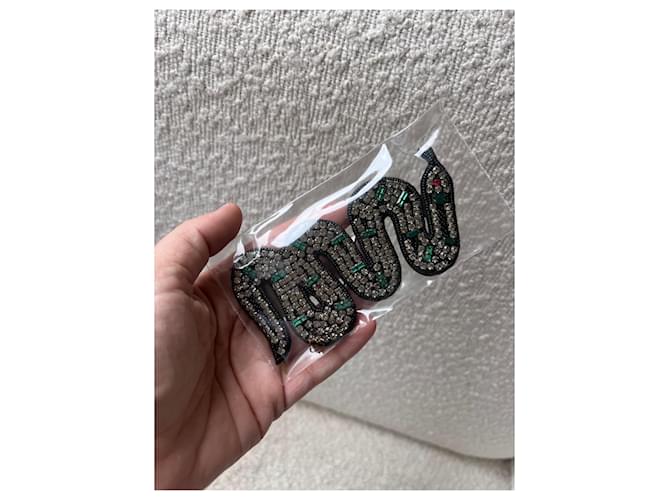 Spilla Gucci serpente argento e verde - vista 3