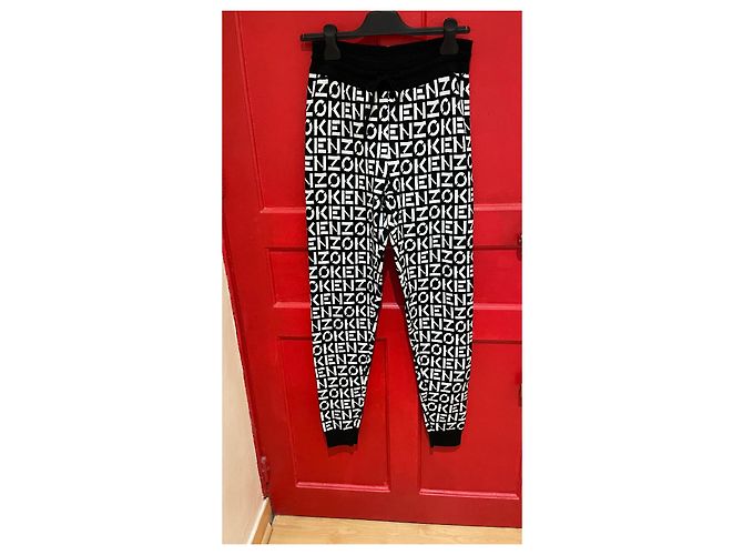 Kenzo Hose mit Monogramm Print Schwarz Weiß - Ansicht 2