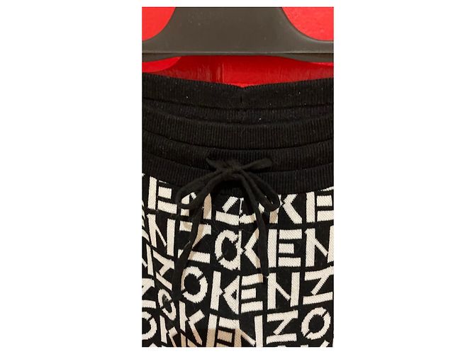 Kenzo Hose mit Monogramm Print Schwarz Weiß - Ansicht 3