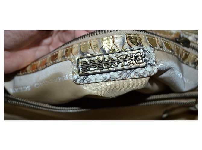 Borsa a spalla Ermanno Scervino Beige in Tela e Pitone Multicolore - vista 10