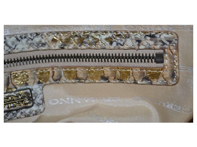 Borsa a spalla Ermanno Scervino Beige in Tela e Pitone Multicolore - vista 11