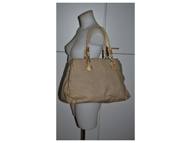 Borsa a spalla Ermanno Scervino Beige in Tela e Pitone Multicolore - vista 2