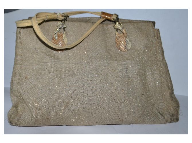 Borsa a spalla Ermanno Scervino Beige in Tela e Pitone Multicolore - vista 5
