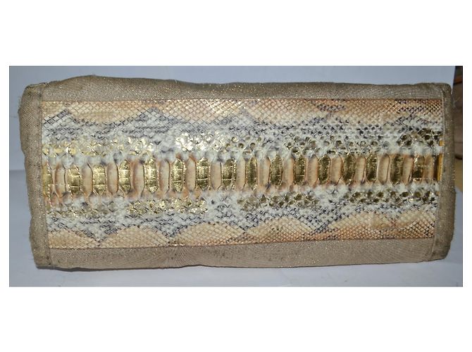 Borsa a spalla Ermanno Scervino Beige in Tela e Pitone Multicolore - vista 6