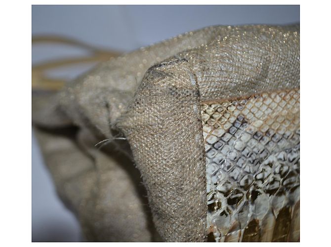 Borsa a spalla Ermanno Scervino Beige in Tela e Pitone Multicolore - vista 7