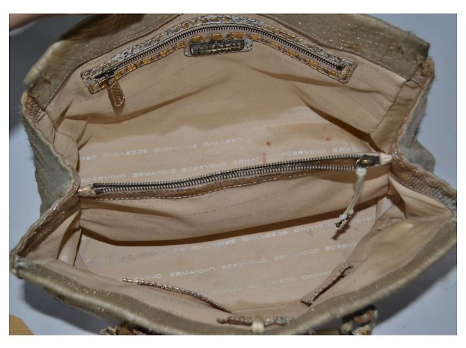 Borsa a spalla Ermanno Scervino Beige in Tela e Pitone Multicolore - vista 9