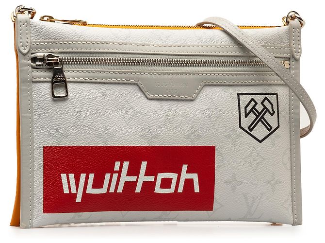 Messenger piatta foderata in Antartica con monogramma grigio Louis Vuitton Marrone - vista 2