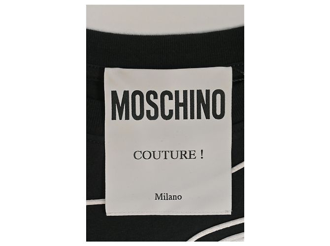 Camiseta Moschino con cara bordada de algodón negro - vista 10