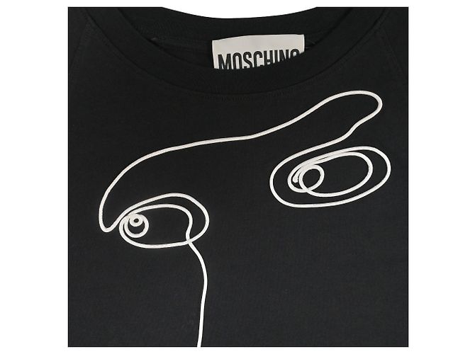 Camiseta Moschino con cara bordada de algodón negro - vista 4