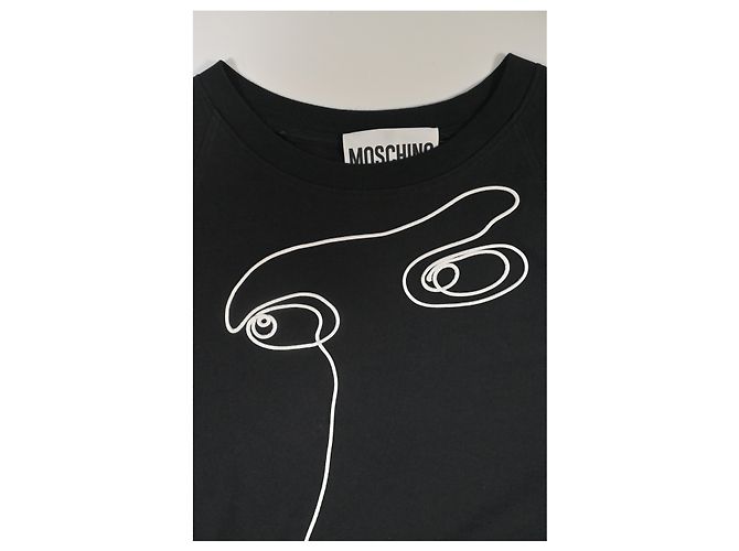 Camiseta Moschino con cara bordada de algodón negro - vista 9