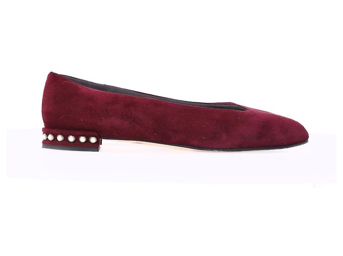 Stuart Weitzman Pear-Embellished Flats aus rotem Wildleder - Ansicht 10