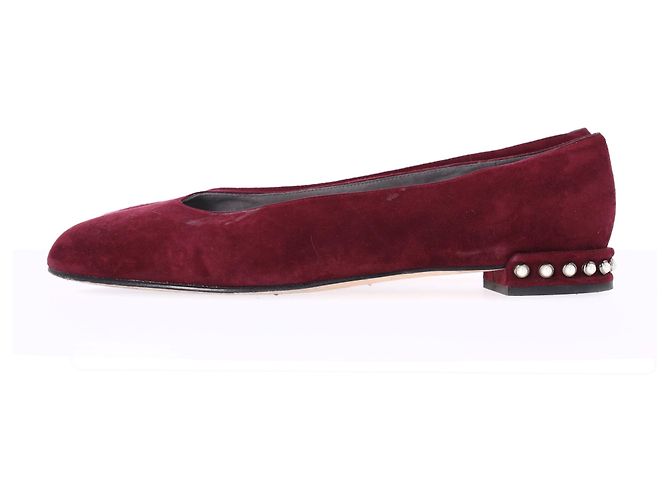 Stuart Weitzman Pear-Embellished Flats aus rotem Wildleder - Ansicht 11