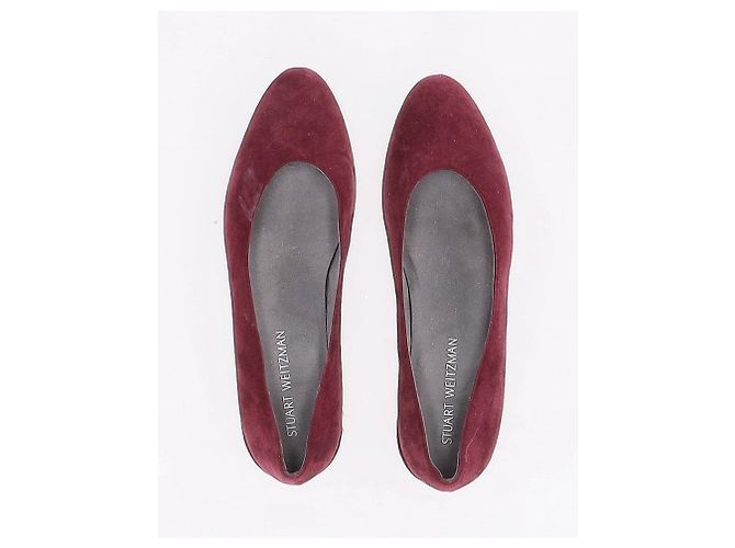 Stuart Weitzman Pear-Embellished Flats aus rotem Wildleder - Ansicht 14