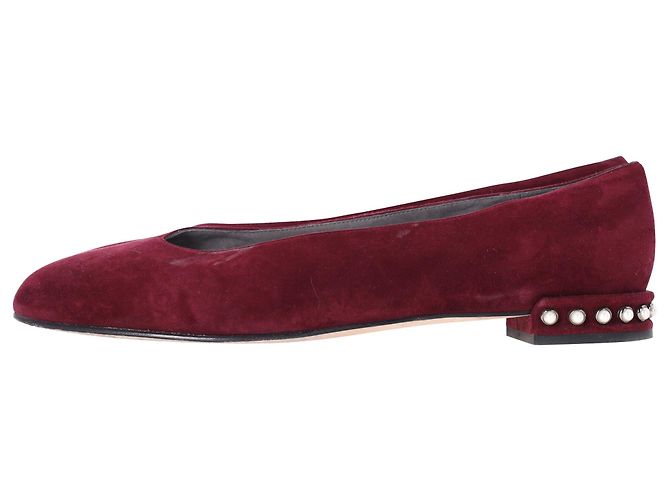 Stuart Weitzman Pear-Embellished Flats aus rotem Wildleder - Ansicht 2