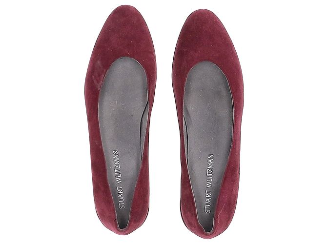 Stuart Weitzman Pear-Embellished Flats aus rotem Wildleder - Ansicht 5