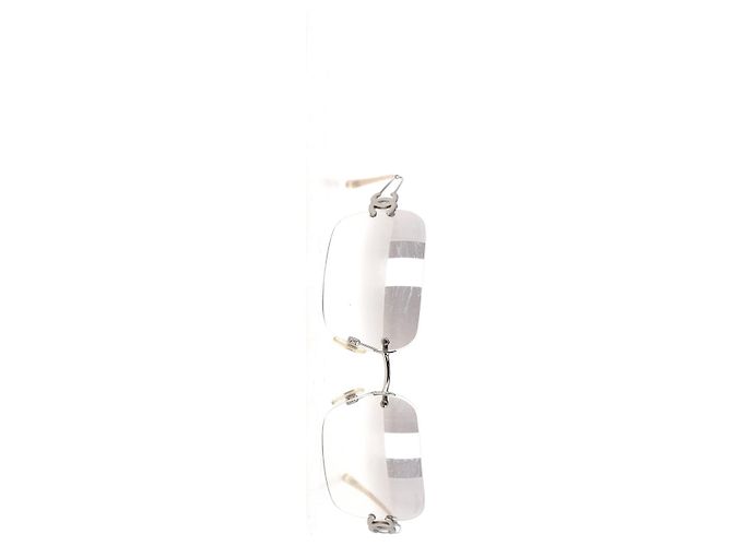 Timeless Occhiali da sole quadrati Chanel Interlocking CC Logo in metallo argentato Argento - vista 4