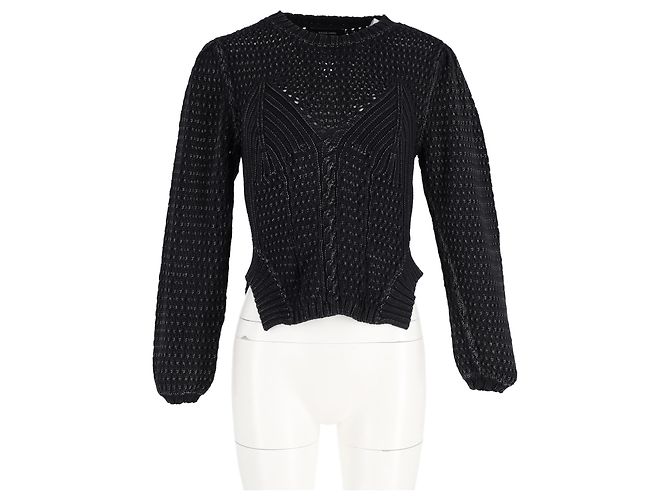 Rachel Comey Emes Zopfmusterpullover aus schwarzer Baumwolle - Ansicht 4