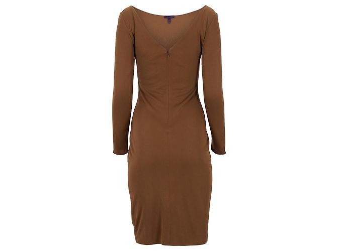 Vestido de manga larga de la colección Ralph Lauren en algodón marrón Castaño - vista 3
