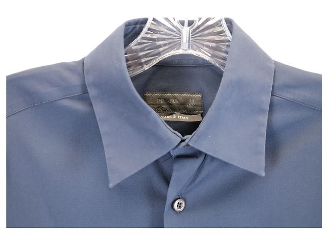 Camisa con botones Prada en algodón azul - vista 5