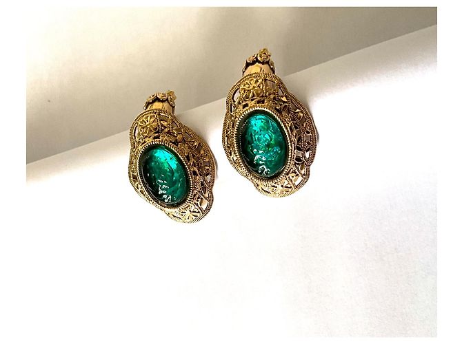 Autre Marque Orecchini Zoe Coste oro e verdi in metallo D'oro Verde - vista 2