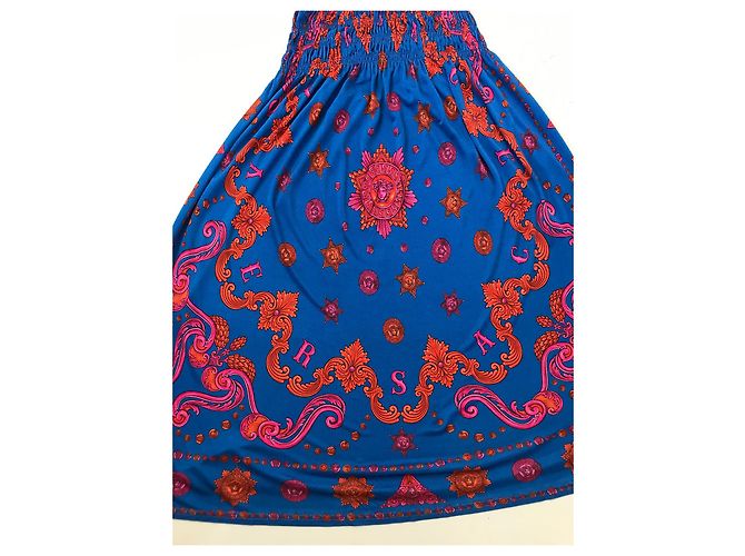 Versace Monogramm Strandkleid Blau Viskose - Ansicht 10