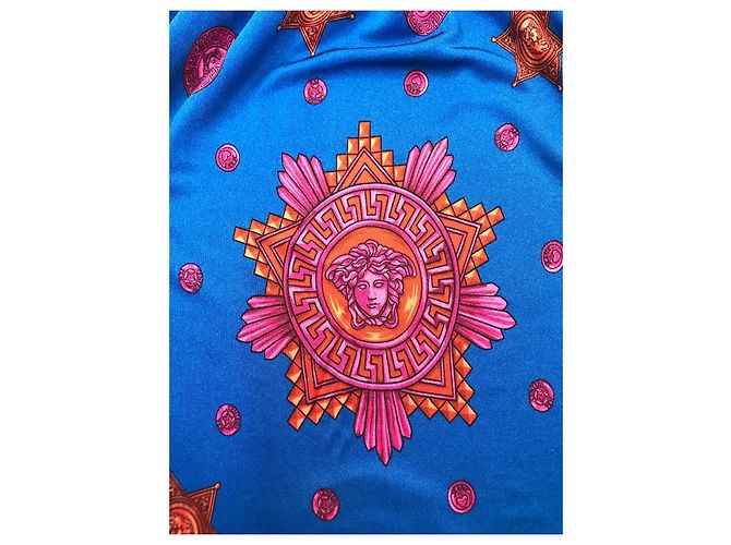 Versace Monogramm Strandkleid Blau Viskose - Ansicht 9