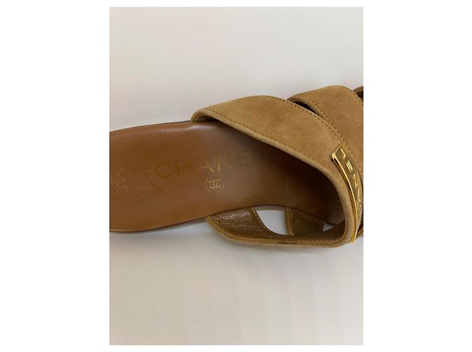 Sandali Chanel con cinturino in camoscio camel 38 Beige - vista 5