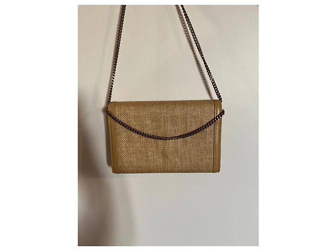 Borsa a mano Yves Saint Laurent in rafia marrone chiaro - vista 4