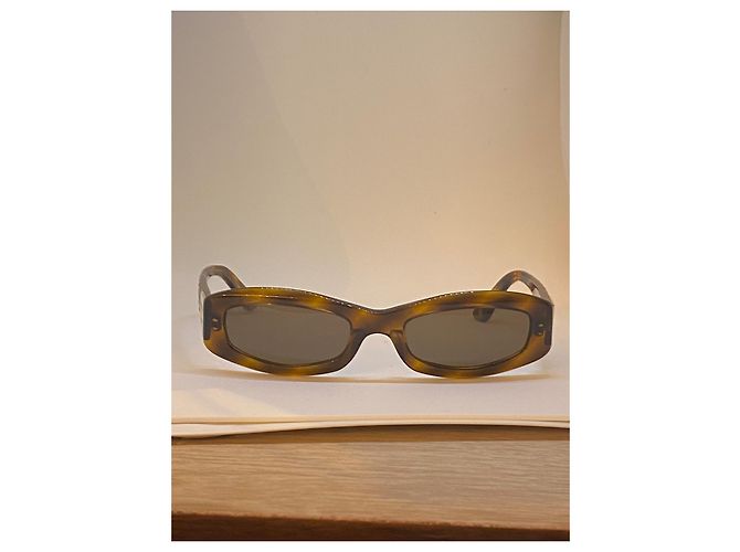 Cambon Chanel Occhiali da sole Tartaruga con Dettagli Dorati Marrone - vista 2