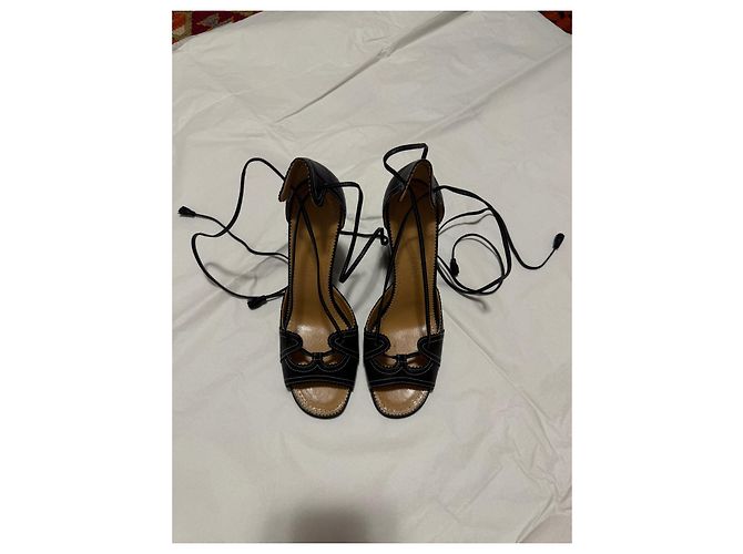 Hermès KIND Sandalen schwarzes Leder Größe 38 - Ansicht 2