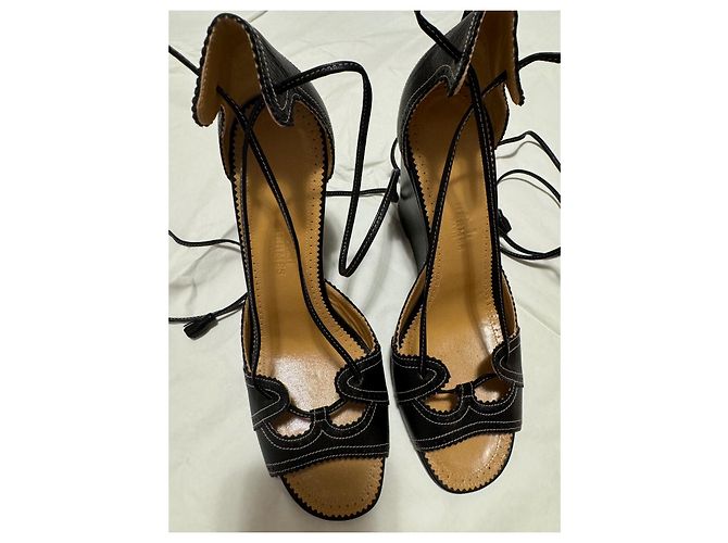 Hermès KIND Sandalen schwarzes Leder Größe 38 - Ansicht 3