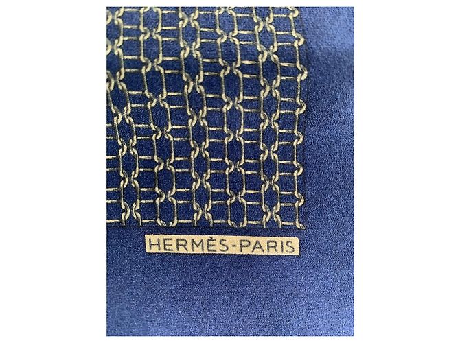Hermès Herren Schals Golden Marineblau - Ansicht 13