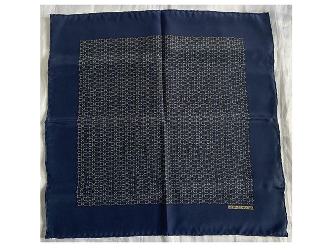 Hermès Herren Schals Golden Marineblau - Ansicht 2
