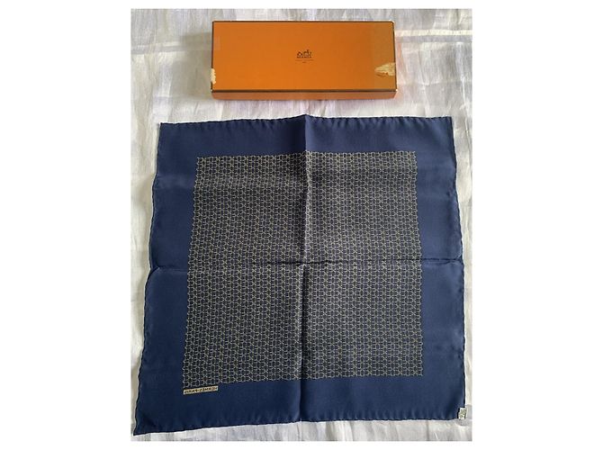 Hermès Herren Schals Golden Marineblau - Ansicht 3
